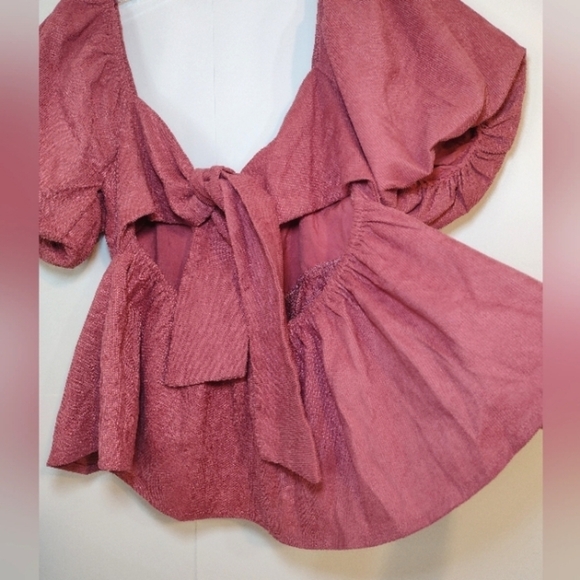 Audrey Parks. Francesca's. Pink terracotta cropped top size (M) - Picture 3 of 12